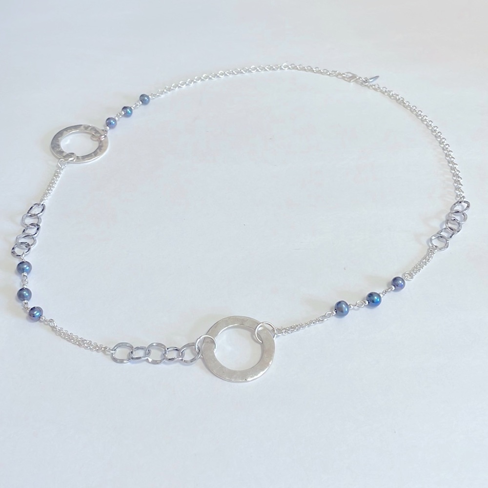 Lucy The First Necklace | Dainty Silver & Blue